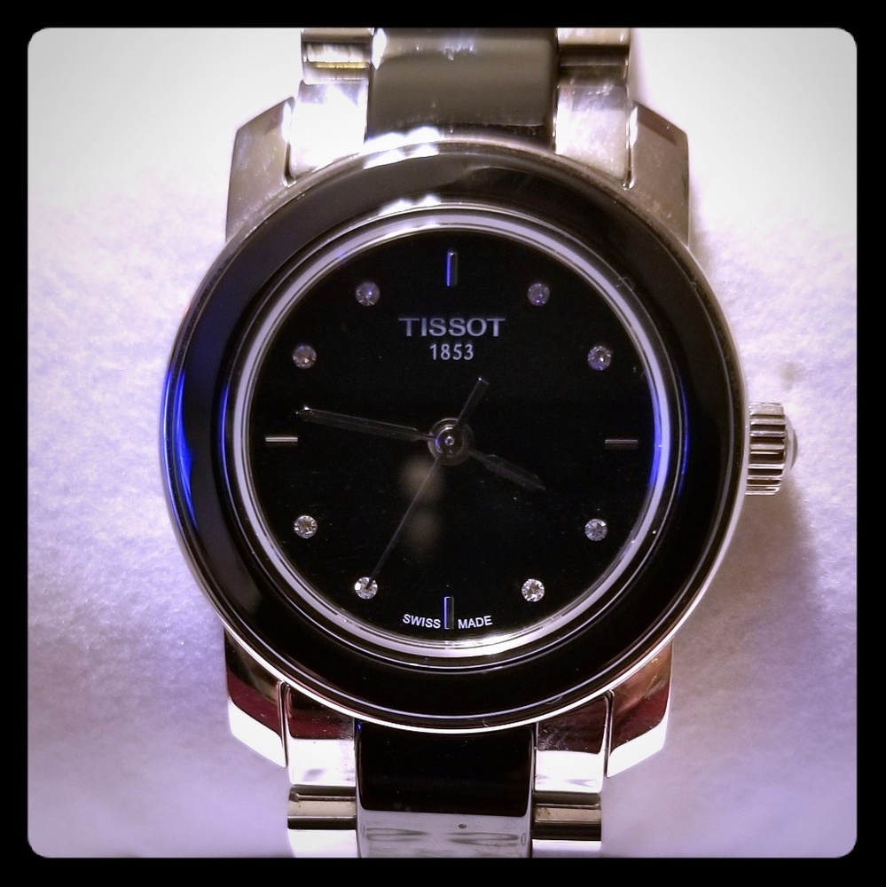 Tissot Cera Black Dial Diamond Accent ladies watch